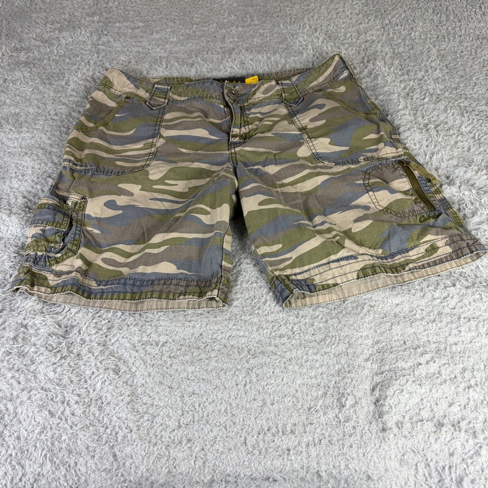 Cabelas Camo Cargo Shorts Womens 14 Green Camouflage Ripstop Outdoor Hiking